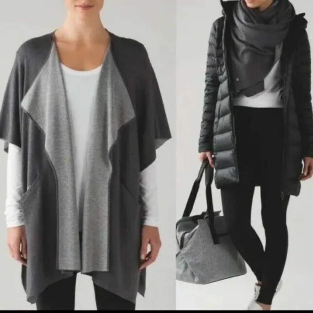 Lululemon Cardigan Sweater After Asana Wrap Poncho one size gray loungewear